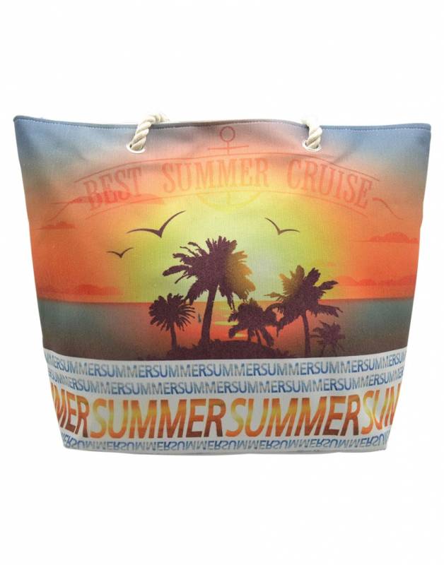 sac avec palmiers et coucher de soleil